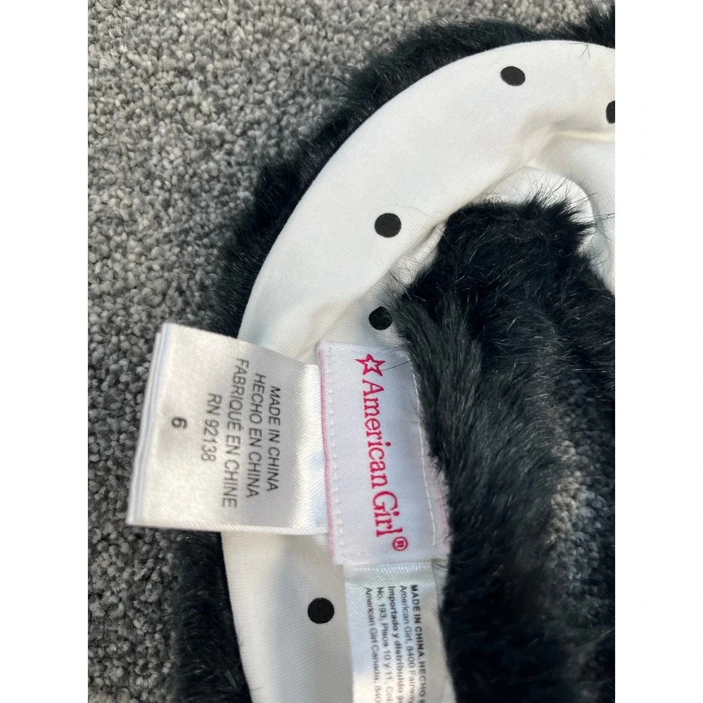 American Girl Let it Snow White Dress Black Leggings Fur Hat Set Girls Size 6
